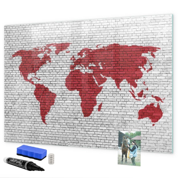Kresliaca magnetická tabuľa Mapa sveta s miestami fotenia