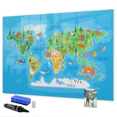 Magnetická popisovateľná tabuľa Farebná mapa sveta s magnetmi