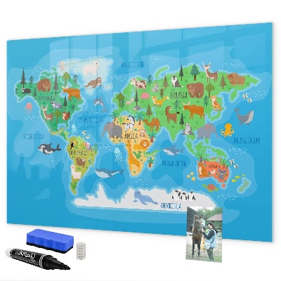 Magnetická popisovateľná tabuľa Farebná mapa sveta s magnetmi