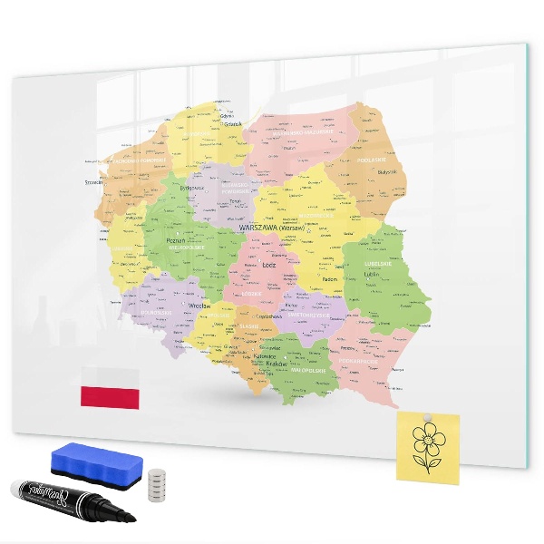 Magnetická popisovateľná tabuľa Interaktívna mapa Poľska na prispôsobenie