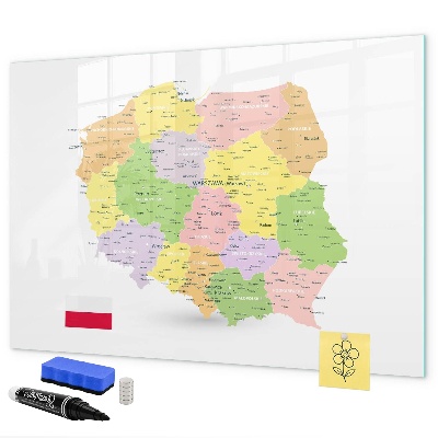 Magnetická popisovateľná tabuľa Interaktívna mapa Poľska na prispôsobenie