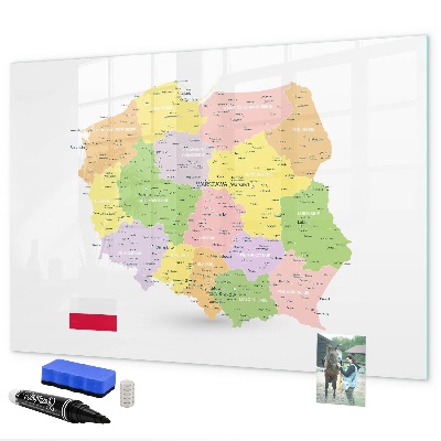 Magnetická popisovateľná tabuľa Interaktívna mapa Poľska na prispôsobenie