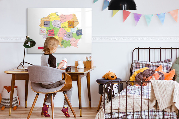 Magnetická popisovateľná tabuľa Interaktívna mapa Poľska na prispôsobenie