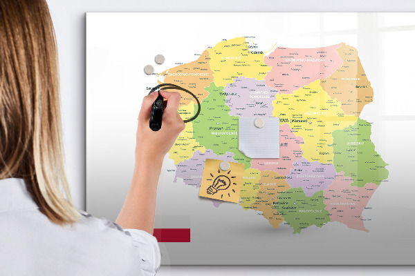 Magnetická popisovateľná tabuľa Interaktívna mapa Poľska na prispôsobenie