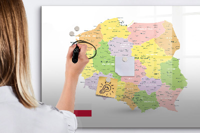Magnetická popisovateľná tabuľa Interaktívna mapa Poľska na prispôsobenie