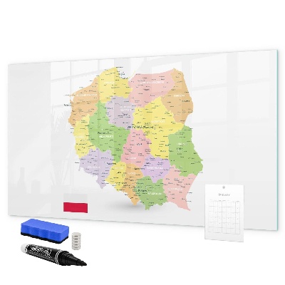Magnetická popisovateľná tabuľa Interaktívna mapa Poľska na prispôsobenie