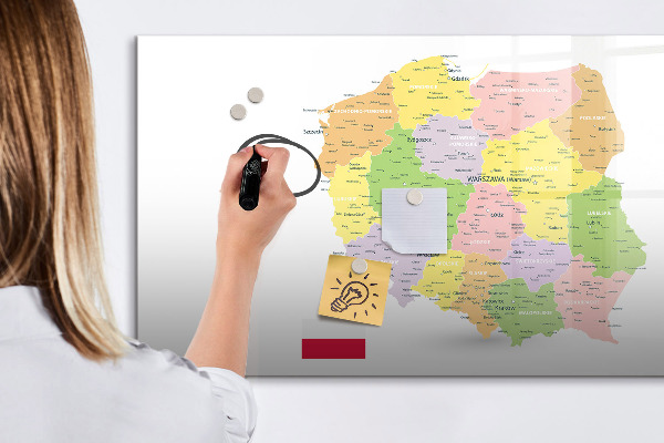Magnetická popisovateľná tabuľa Interaktívna mapa Poľska na prispôsobenie