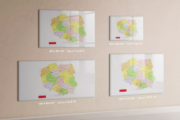Magnetická popisovateľná tabuľa Interaktívna mapa Poľska na prispôsobenie
