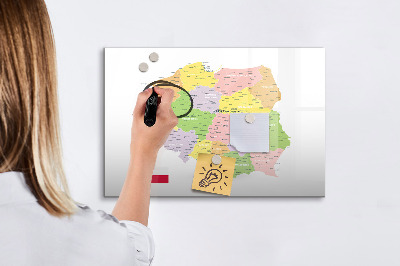 Magnetická popisovateľná tabuľa Interaktívna mapa Poľska na prispôsobenie