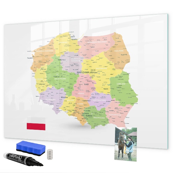 Magnetická popisovateľná tabuľa Interaktívna mapa Poľska na prispôsobenie
