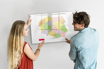 Magnetická popisovateľná tabuľa Interaktívna mapa Poľska na prispôsobenie