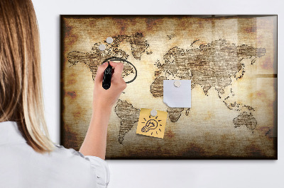 Kresliaca magnetická tabuľa Mapa sveta s miestami fotenia