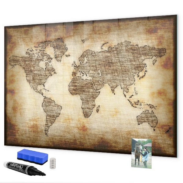 Kresliaca magnetická tabuľa Mapa sveta s miestami fotenia