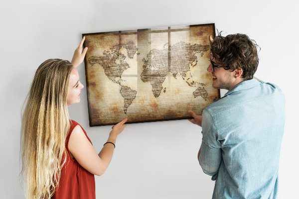 Kresliaca magnetická tabuľa Mapa sveta s miestami fotenia