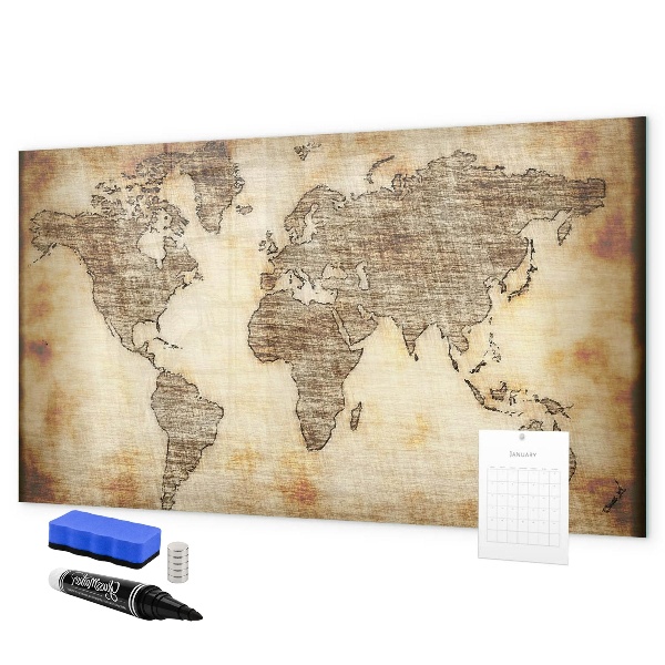 Kresliaca magnetická tabuľa Mapa sveta s miestami fotenia