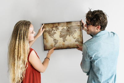 Kresliaca magnetická tabuľa Mapa sveta s miestami fotenia