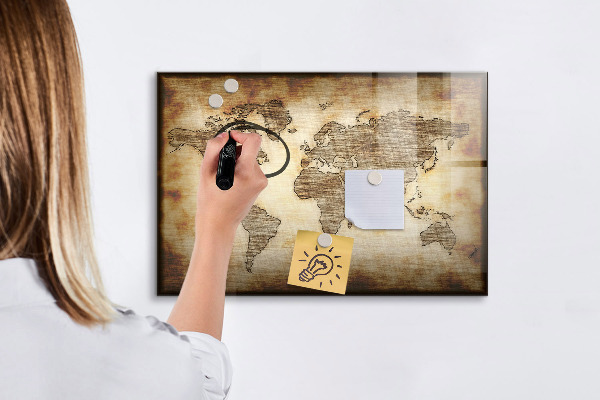 Kresliaca magnetická tabuľa Mapa sveta s miestami fotenia
