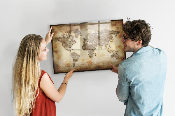 Kresliaca magnetická tabuľa Mapa sveta s miestami fotenia