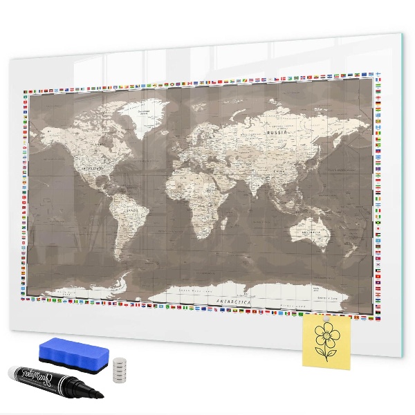Magnetická popisovateľná tabuľa Interaktívna mapa pre spomienky a poznámky