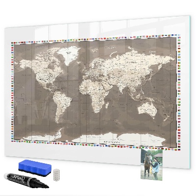 Magnetická popisovateľná tabuľa Interaktívna mapa pre spomienky a poznámky