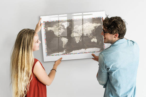 Magnetická popisovateľná tabuľa Interaktívna mapa pre spomienky a poznámky