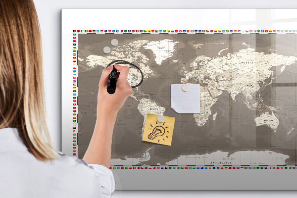 Magnetická popisovateľná tabuľa Interaktívna mapa pre spomienky a poznámky