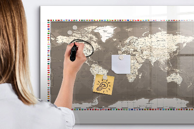 Magnetická popisovateľná tabuľa Interaktívna mapa pre spomienky a poznámky