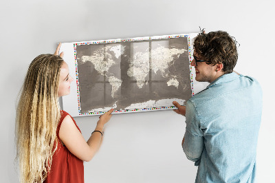 Magnetická popisovateľná tabuľa Interaktívna mapa pre spomienky a poznámky