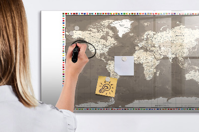 Magnetická popisovateľná tabuľa Interaktívna mapa pre spomienky a poznámky