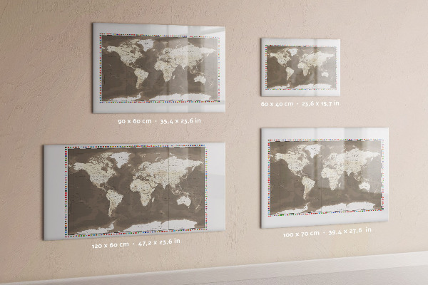 Magnetická popisovateľná tabuľa Interaktívna mapa pre spomienky a poznámky