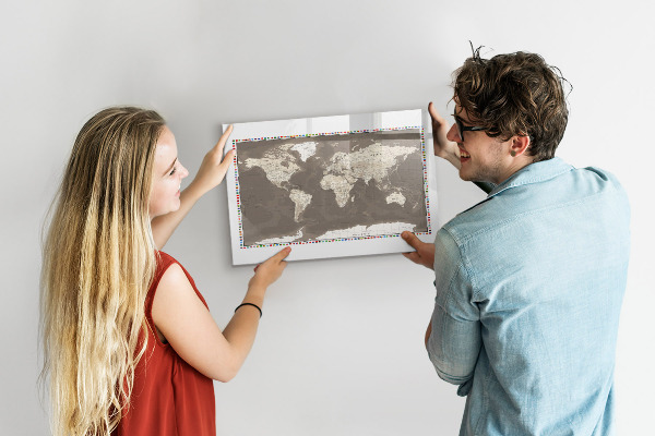 Magnetická popisovateľná tabuľa Interaktívna mapa pre spomienky a poznámky