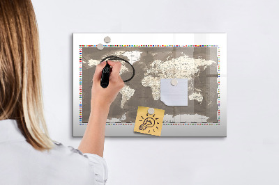 Magnetická popisovateľná tabuľa Interaktívna mapa pre spomienky a poznámky