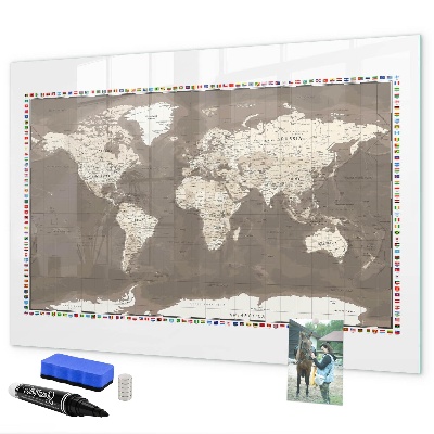 Magnetická popisovateľná tabuľa Interaktívna mapa pre spomienky a poznámky