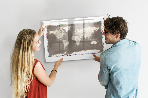 Magnetická popisovateľná tabuľa Interaktívna mapa pre spomienky a poznámky
