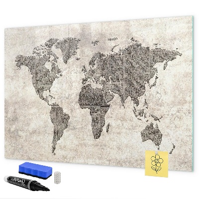 Kresliaca magnetická tabuľa Mapa sveta s miestami fotenia