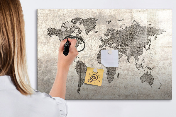 Kresliaca magnetická tabuľa Mapa sveta s miestami fotenia