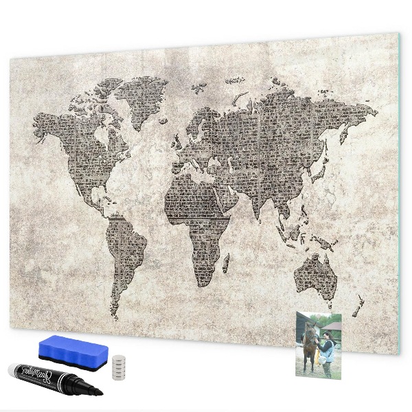 Kresliaca magnetická tabuľa Mapa sveta s miestami fotenia