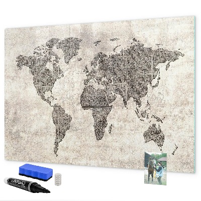 Kresliaca magnetická tabuľa Mapa sveta s miestami fotenia