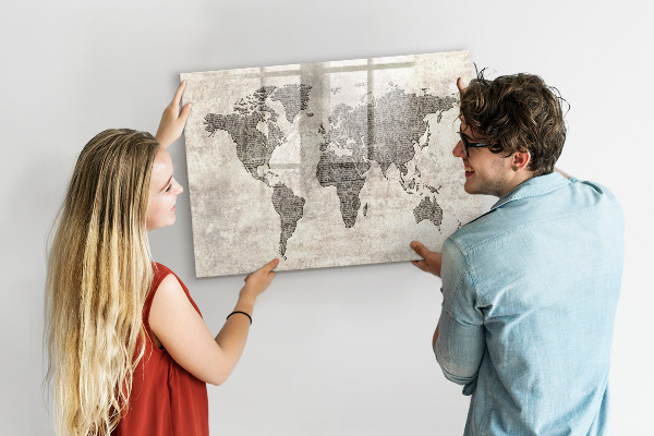 Kresliaca magnetická tabuľa Mapa sveta s miestami fotenia