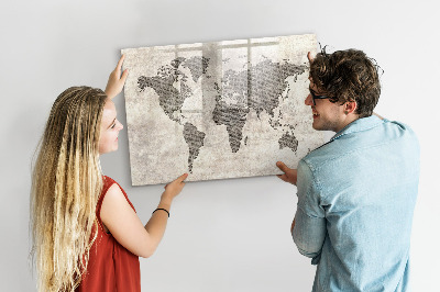 Kresliaca magnetická tabuľa Mapa sveta s miestami fotenia