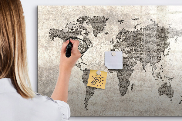 Kresliaca magnetická tabuľa Mapa sveta s miestami fotenia