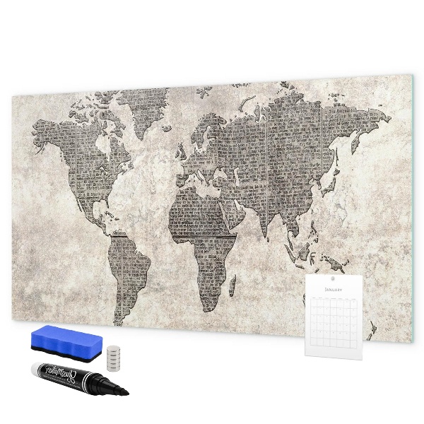 Kresliaca magnetická tabuľa Mapa sveta s miestami fotenia
