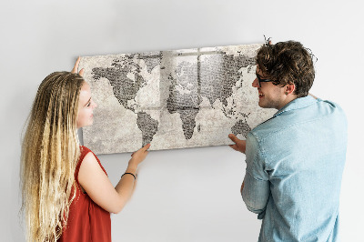 Kresliaca magnetická tabuľa Mapa sveta s miestami fotenia