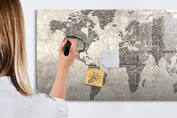 Kresliaca magnetická tabuľa Mapa sveta s miestami fotenia