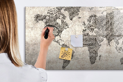 Kresliaca magnetická tabuľa Mapa sveta s miestami fotenia