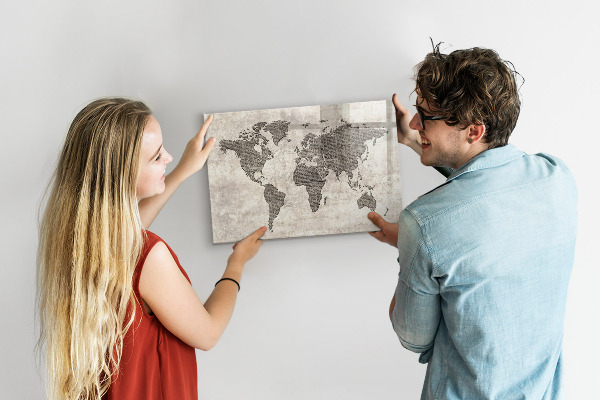 Kresliaca magnetická tabuľa Mapa sveta s miestami fotenia