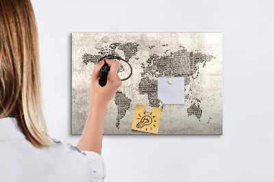 Kresliaca magnetická tabuľa Mapa sveta s miestami fotenia