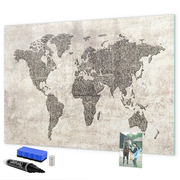 Kresliaca magnetická tabuľa Mapa sveta s miestami fotenia