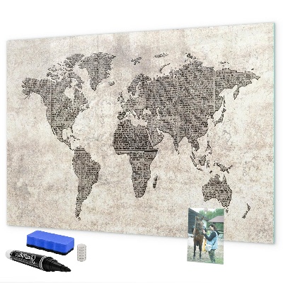 Kresliaca magnetická tabuľa Mapa sveta s miestami fotenia