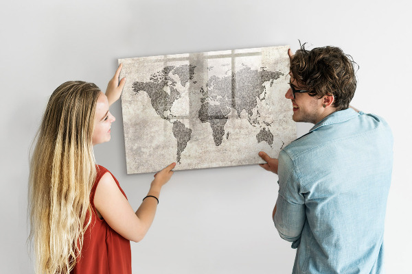 Kresliaca magnetická tabuľa Mapa sveta s miestami fotenia